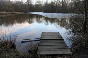 Bootssteg am Teich