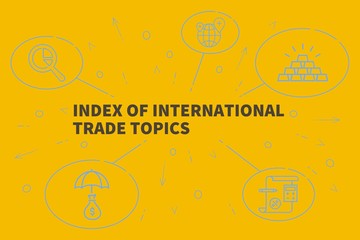 Business illustration showing the concept of index of international trade topics