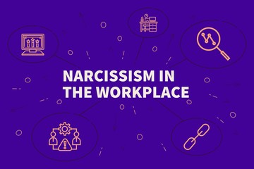 Fototapeta na wymiar Business illustration showing the concept of narcissism in the workplace