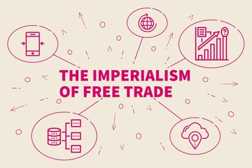 Obraz premium Business illustration showing the concept of the imperialism of free trade