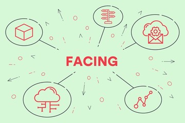 Business illustration showing the concept of facing
