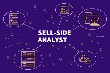 Business illustration showing the concept of sell-side analyst