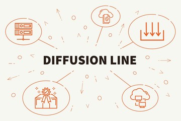 Business illustration showing the concept of diffusion line