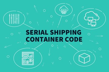 Business illustration showing the concept of serial shipping container code