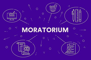 Business illustration showing the concept of moratorium - obrazy, fototapety, plakaty