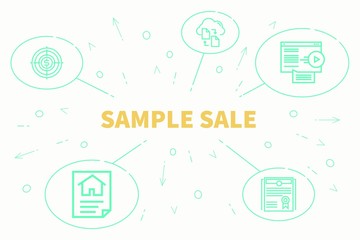 Business illustration showing the concept of sample sale
