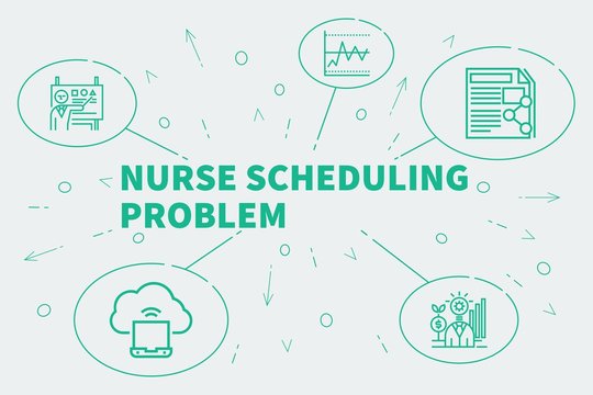 Business illustration showing the concept of nurse scheduling problem