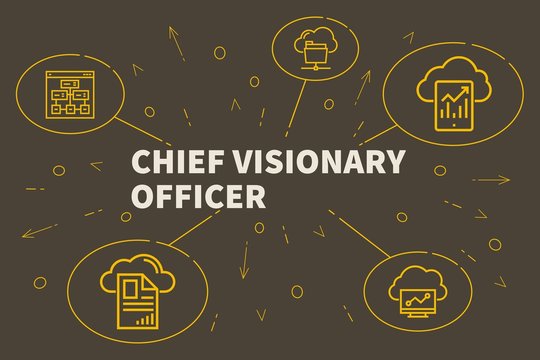 Business illustration showing the concept of chief visionary officer
