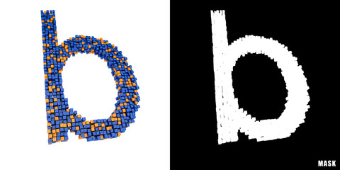 Litera b 3D sześciany kwadraty klocki piksele © vempireart