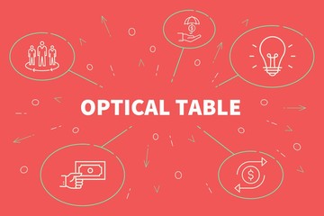 Business illustration showing the concept of optical table