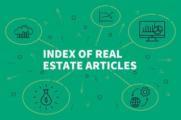 Business illustration showing the concept of index of real estate articles