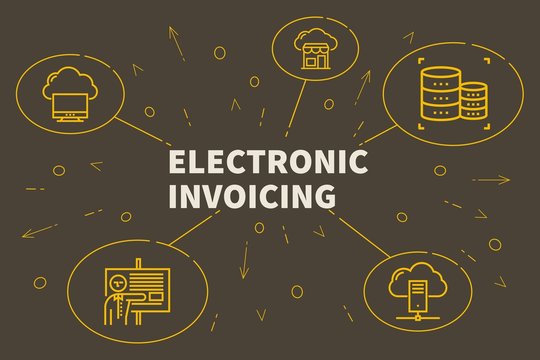 Business illustration showing the concept of electronic invoicing