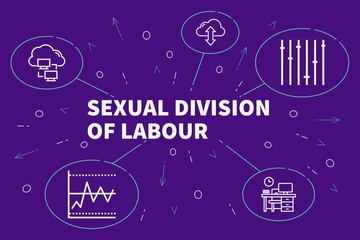 Business illustration showing the concept of sexual division of labour