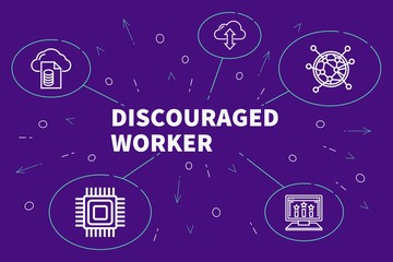 Business illustration showing the concept of discouraged worker