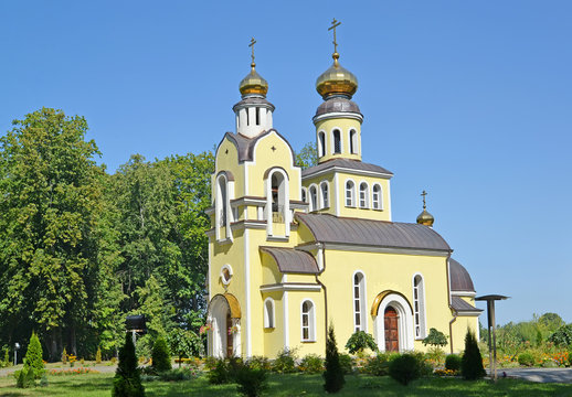 Church of the Holy Apostles Peter and Paul in summer day. Zheleznodorozhny, Kaliningrad region
