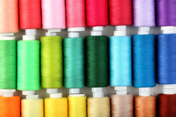 Background of colourful thread spools