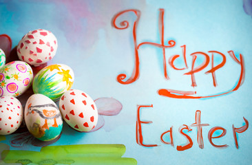 Children's Easter pattern with eggs, concept of holidays