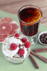 Raspberry, Ice cream and orange