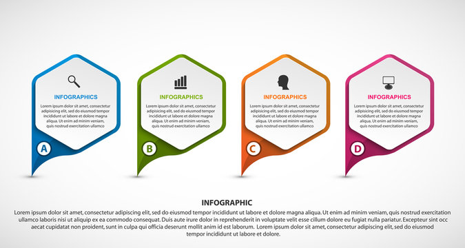 Hexagon options infographics template. Infographics for business presentations or information banner.
