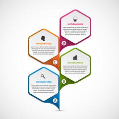 Hexagon options infographics template. Infographics for business presentations or information banner.