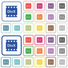 DivX movie format outlined flat color icons