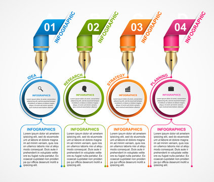 Design infographics with ink pen. Vector illustration. Infographics for business presentations or information banner.