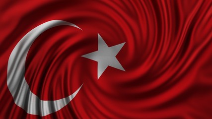 beautiful turkish flag made of silk. 3d illustration.