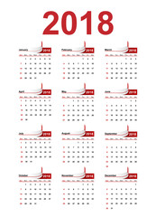 Vector simple calendar 2018 year.