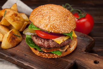 Tasty grilled home made burger
