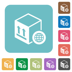 Worldwide package transportation rounded square flat icons