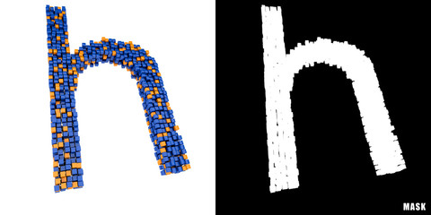 Litera h 3D sześciany kwadraty klocki piksele © vempireart