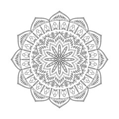 Round abstract ornament of coloring book for adults