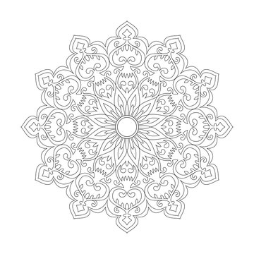 Monochrome ethnic mandala design.