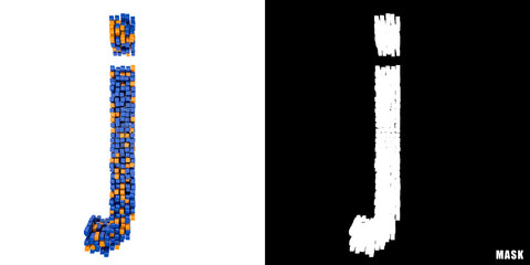 Litera j 3D sześciany kwadraty klocki piksele © vempireart