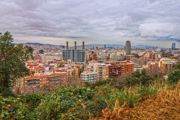 Barcelona city panoramic view, Spain