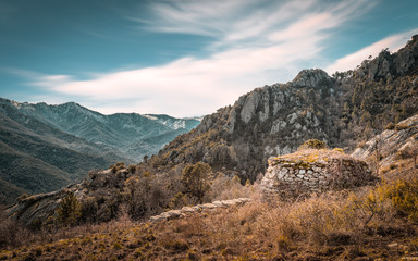 Derelict stone buiding in Mountains near Venaco in Corsica