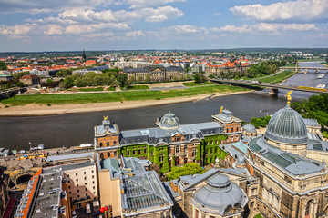 Fototapeta na wymiar Dresden city panorama, Germany, Elbe river town view