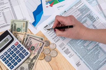 self-completed tax form in the U.S