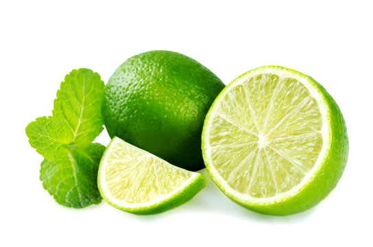 Limes with mint isolated