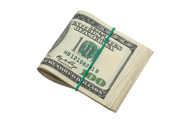 100 dollars isolated on a white background , close up . © RomanR