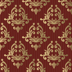 Fototapeta premium Vector floral damask pattern. Rich ornament, old Damascus style. Royal victorian pattern for wallpapers, textile, wrapping, wedding invitation. Damask woman pattern.