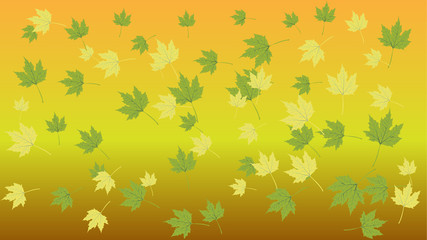 Fototapeta premium yellow green leaves on a yellow background vector illustration