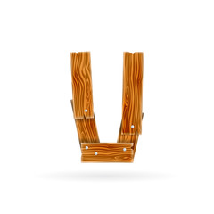 Letter U logo. Rough wooden plank icon. Isolated vector rustic concept.