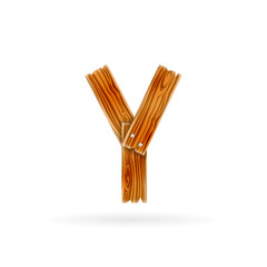 Letter Y logo. Rough wooden plank icon. Isolated vector rustic concept.
