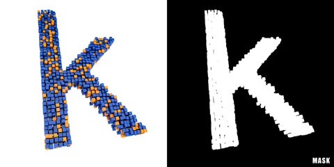 Litera k 3D sześciany kwadraty klocki piksele © vempireart
