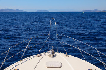 Obraz premium Summer day traveling on a yacht Saronic Gulf, Greece.