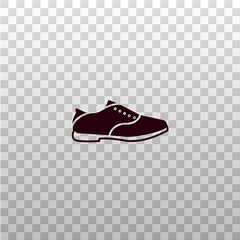 Golf shoes black silhouette icon on isolated transparent background. Golfer's boots sign, symbol, emblem, object.