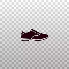 Foto op Canvas Golf shoes black silhouette icon on isolated transparent background. Golfer's boots sign, symbol, emblem, object. © Zore_M