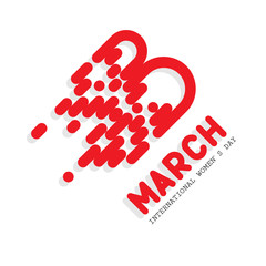 8 March International Women Day Greeting Card Flat line design Vector Illustration