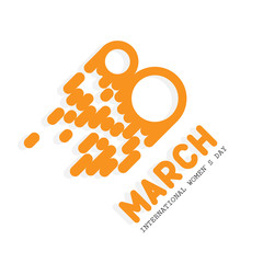 8 March International Women Day Greeting Card Flat line design Vector Illustration